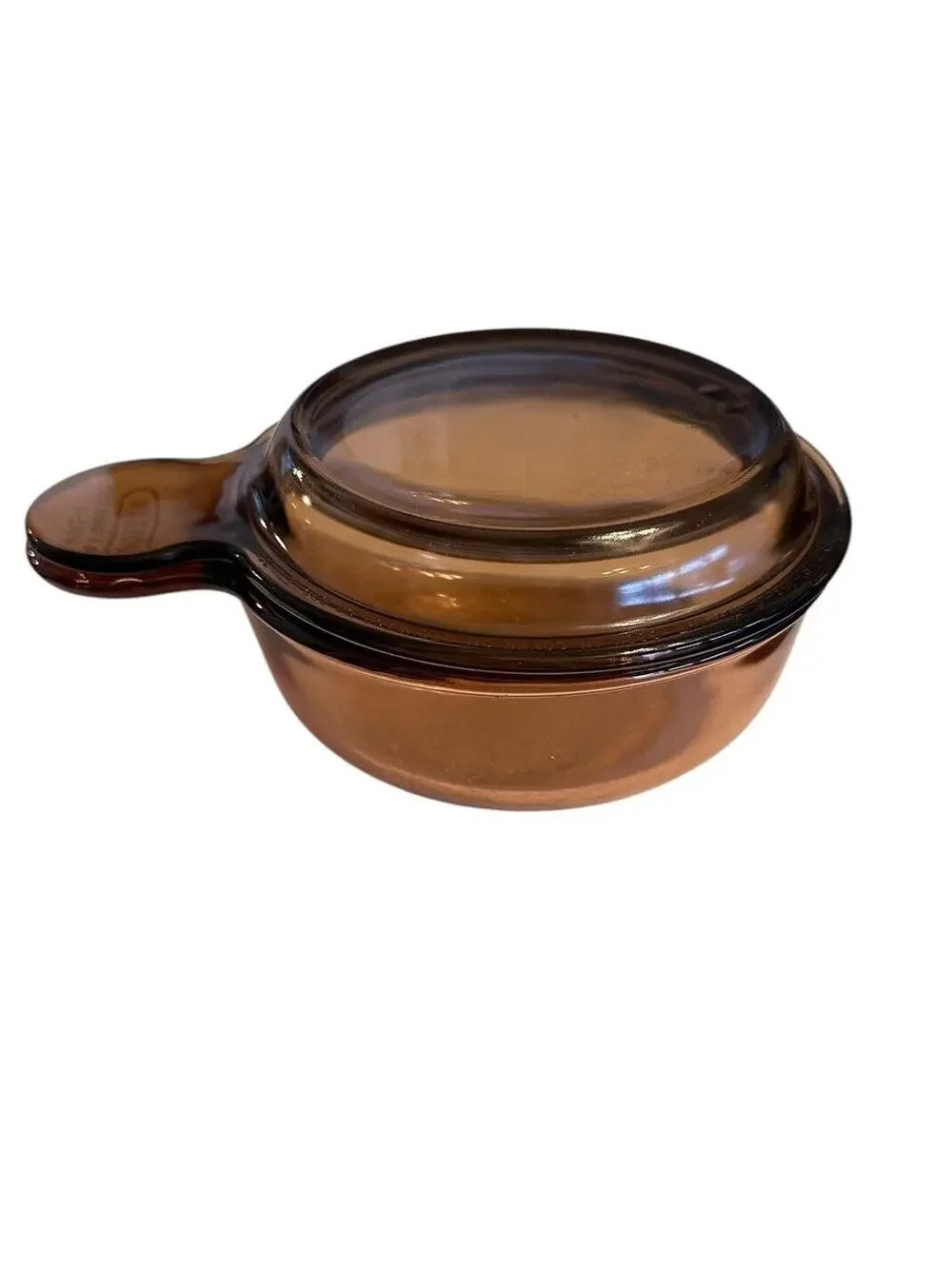 Vtg Corning Vision Ware Grab-It Bowl V-150-B Glass with Pyrex Lid P-150-C Amber